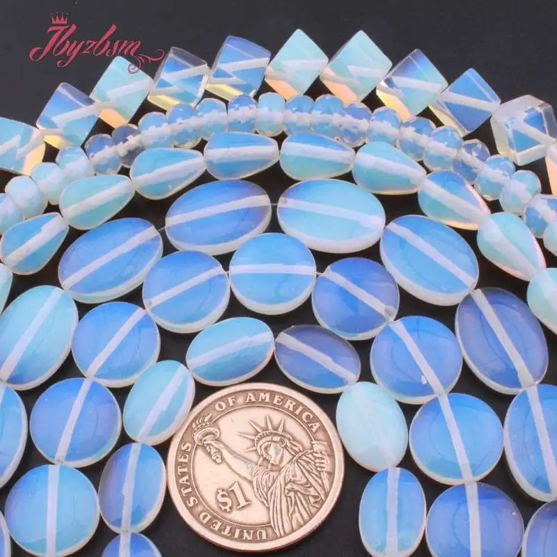 Natural Opal Stone Beads Oval Coin Loose Spacer Diy Strand 15Inch For Jewelry Making Necklace Bracelat Free Shipping