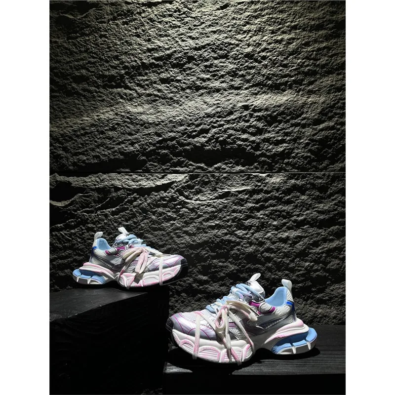 

Trendy brand men's shoes 2025 summer new breathable lace-up design sense thick-soled fashionable versatile dad shoes