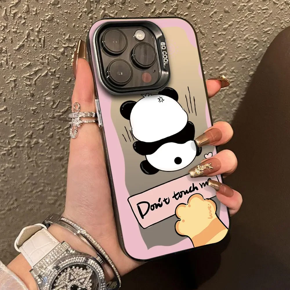 For Samsung Galaxy A06 A16 5G Case Luxury Silver IMD Phone Case For Samsung A06 SM-A065F A16 A166E Cute Cartoon Panda Cat Cover