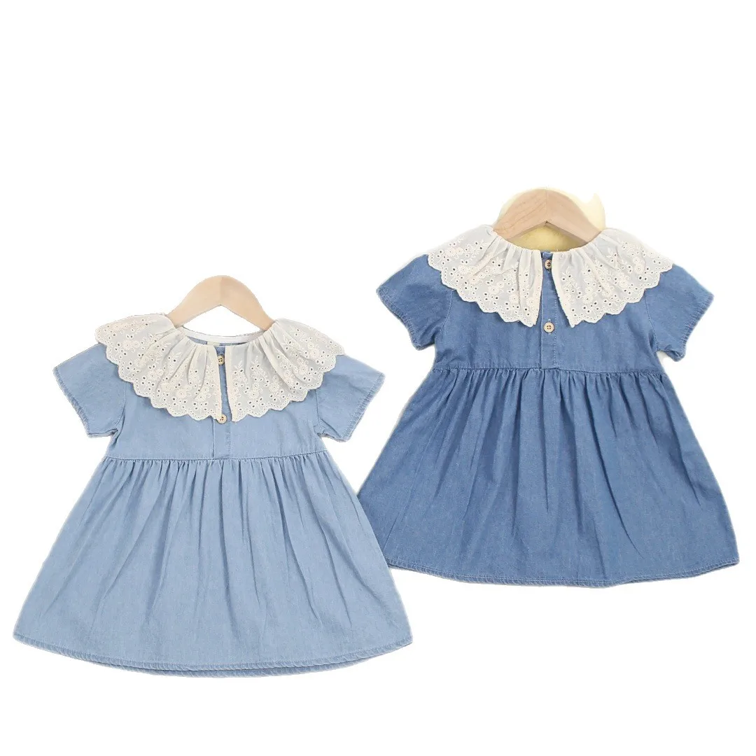 Children's Clothing 2026 Summer Outfit New Girls' Denim Short Sleeved Dress, Sweet Clothes for Little Girls and Babies