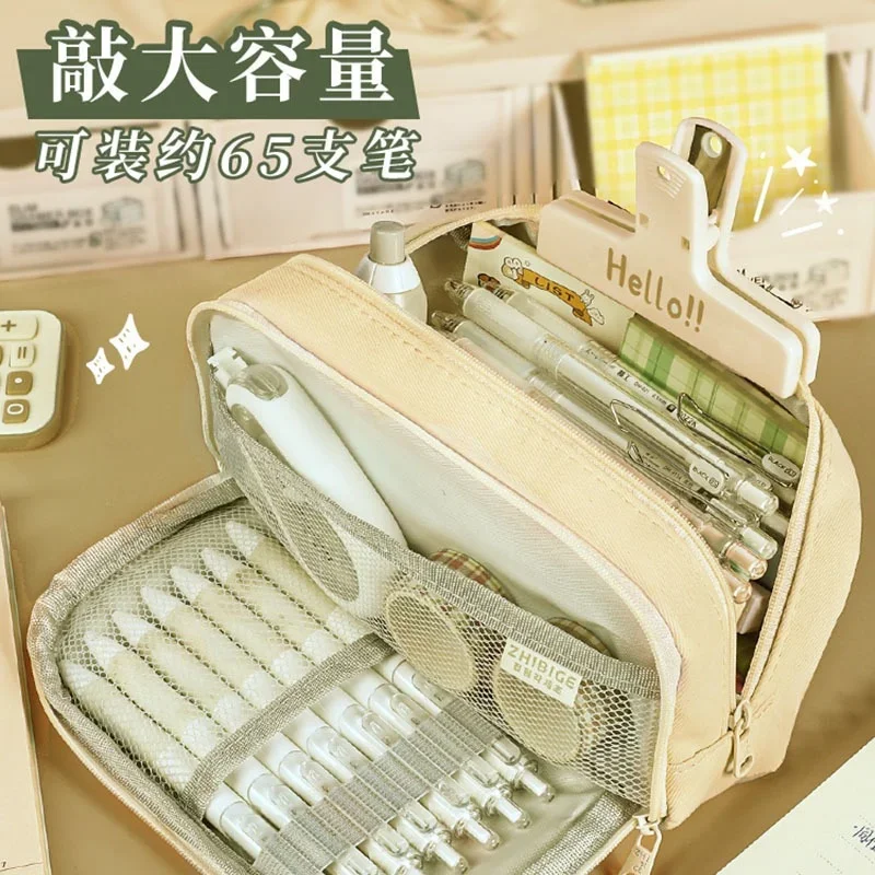 スヌーピー学生ペンケース漫画大容量筆箱用品動物フィギュア多層文具便利な収納袋