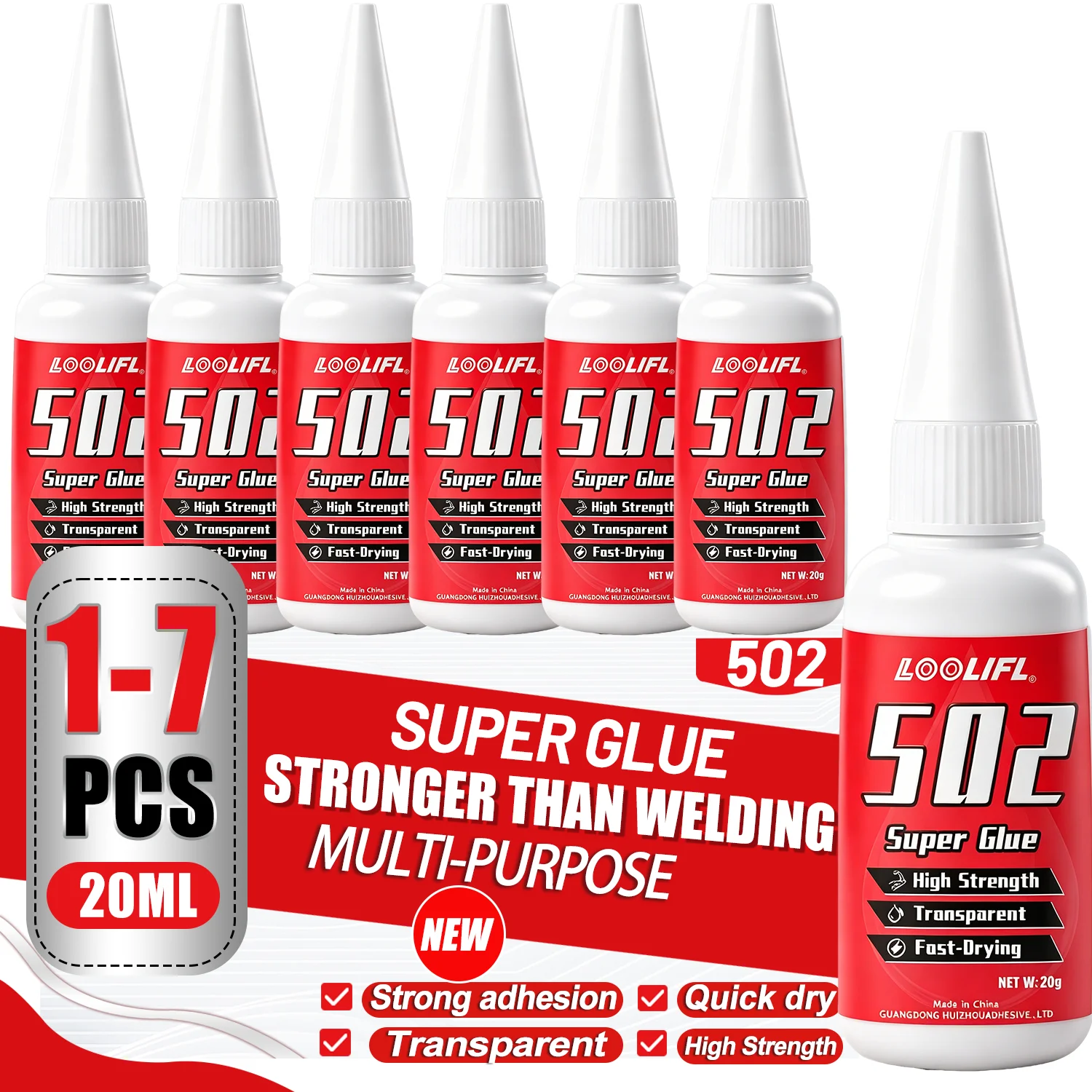 Universal LOOLIFL 502 Super Glue Instant Quick-Drying  Adhesive For Leather Rubber Wood Metal Diy Strong Bond Liquid Glue Tool
