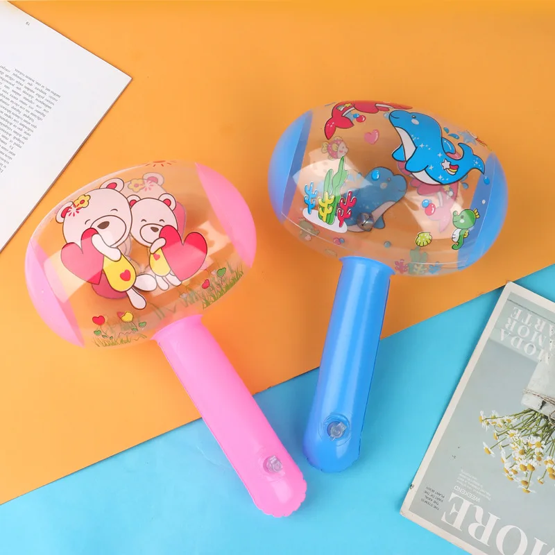 10Pcs Cartoon Animal 3D Inflatable Hammer with Bell Summer Beach Toys for Kids Birthday Party Favors Pinata Fillers Goodie Bag