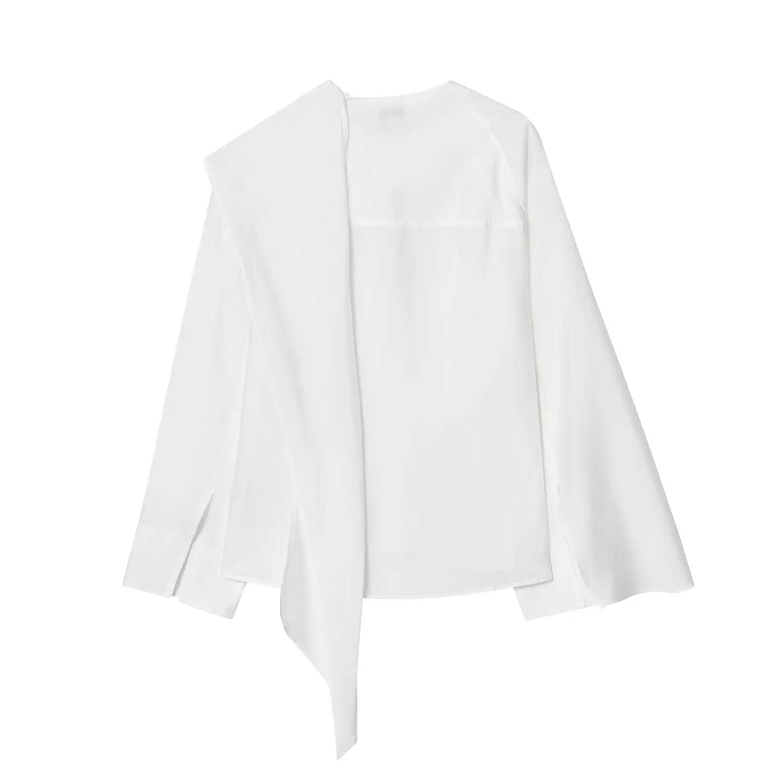 مجموعة الخريف الجديدة 2025 المرأة الفرنسية عبق نمط غير النظامية فضفاضة بلون سوينغ الرقبة طويلة الأكمام #2