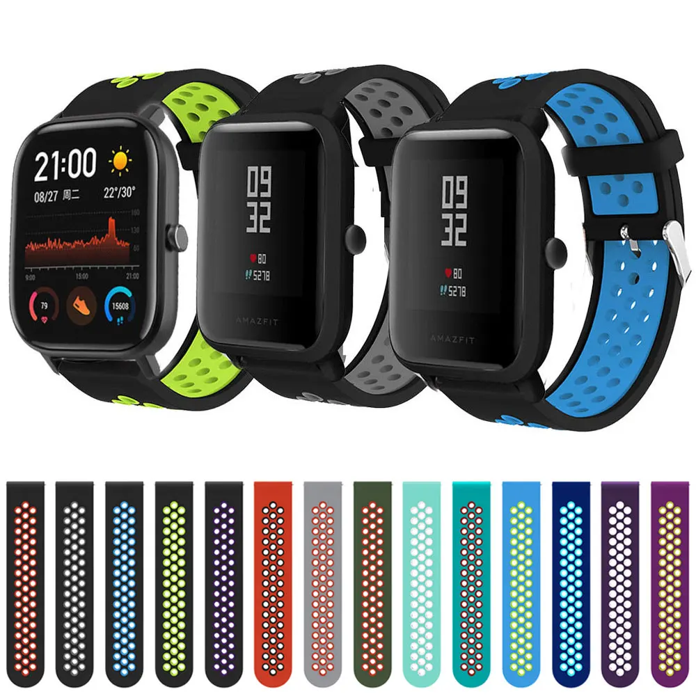 

20MM Wrist Strap For Xiaomi Huami Amazfit Bip/Bip S/GTR 42MM Smart Watch Band Silicone Sport Straps For Amazfit GTS/GTS 2 Correa