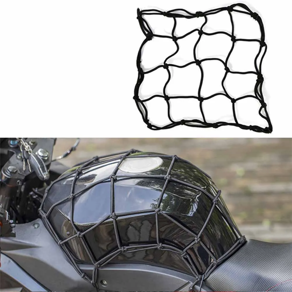 Motorcycle Luggage Net Bike 6 Hooks Hold down Fuel Tank Luggage Mesh Web Bungee Black Motorcycle Bike 6 Hooks Tank Car styling