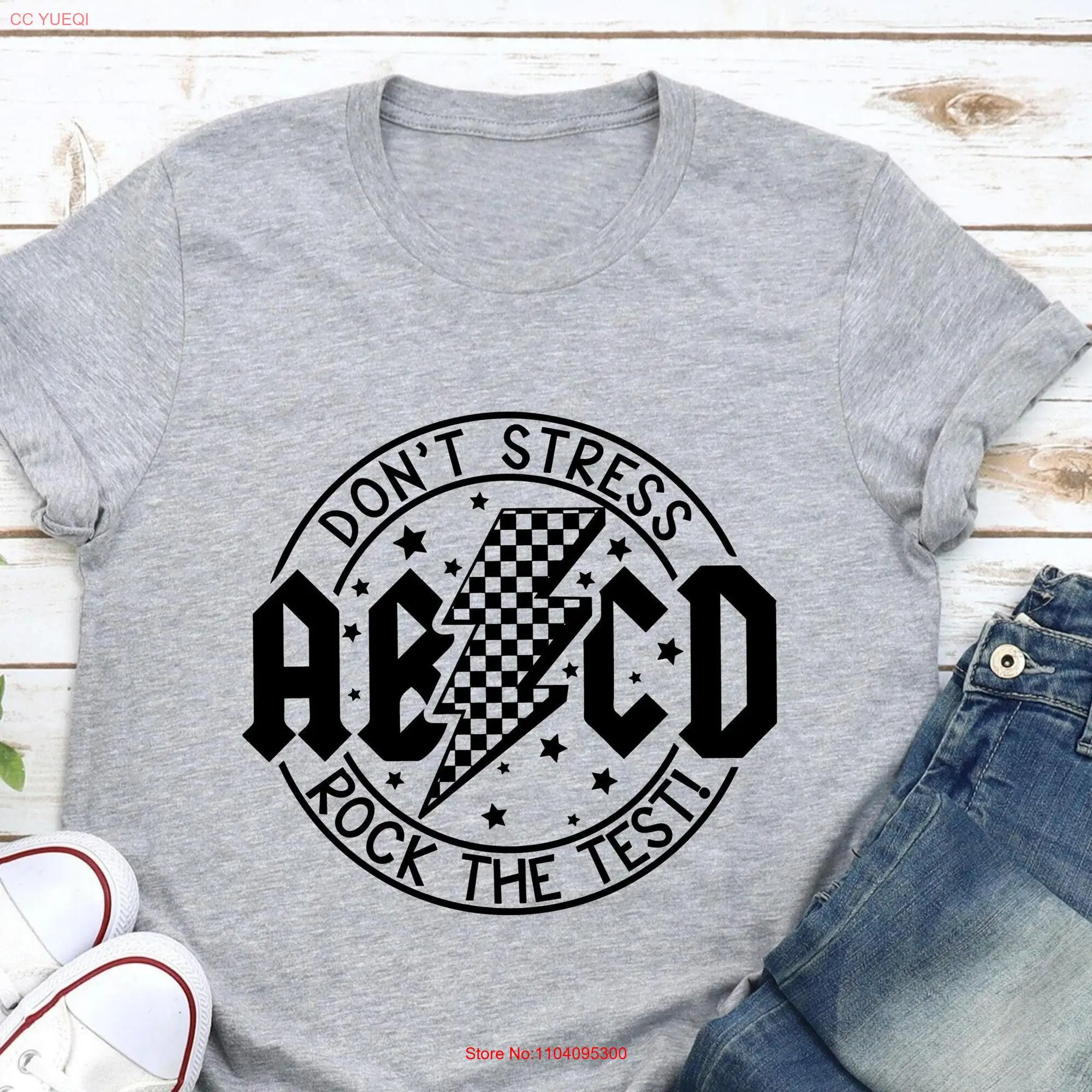 ABCD Rock The Test Testing Day Sublimation Don't Stress Just Do Your Best Teacher T Shirt Quotes Last Of School