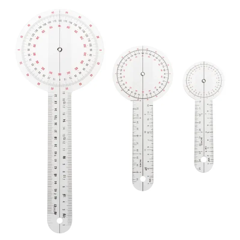 Scale Ruler Protractor Inch Ruler 3Pcs/Set Physio Goniometer Measuring Tools Woodworking for DIY Builder Dropship