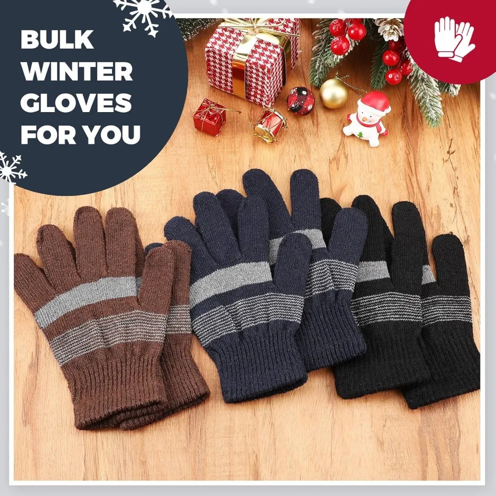 قفازات متماسكة دافئة قابلة للتمدد، أصابع كاملة، قفازات شتوية حرارية للرجال والنساء، أفكار هدايا دافئة ودافئة #4
