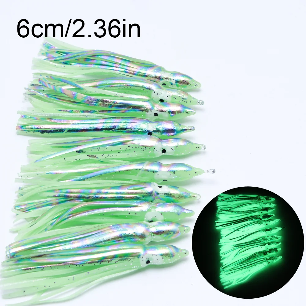 10 pcs new squid soft baits with strong night light effect and good quality, suitable for squid fishing fixture accessories