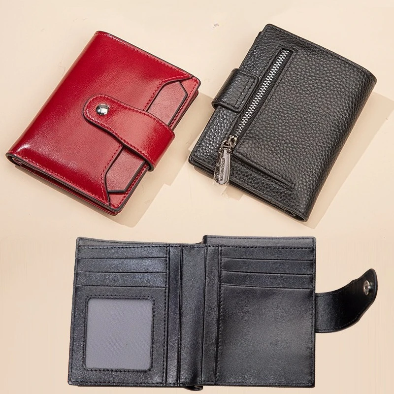 

Женский кошелек из натуральной кожи в стиле ретро с несколькими отделениями для карт RFID-кошелек для монет из масляного воска