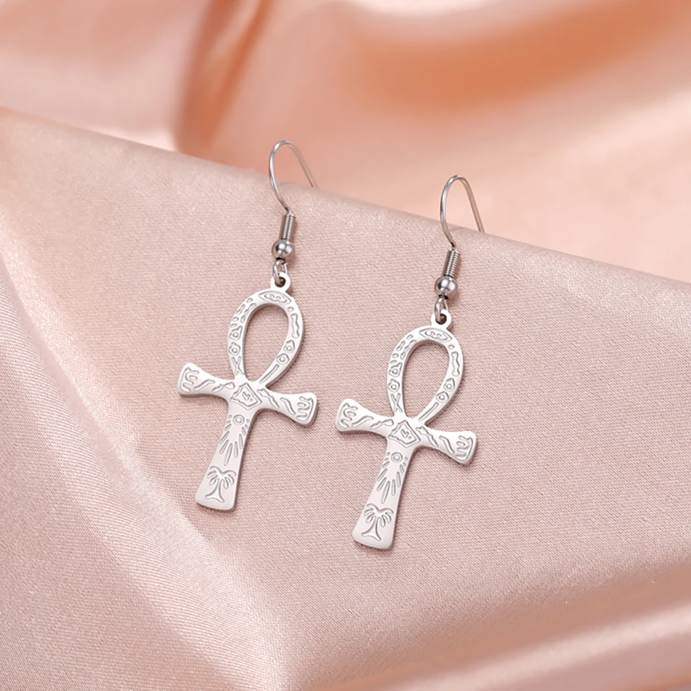 Dawapara alte ägyptische Symbol Ohrringe Auge von Horus und Ankh Kreuz Hieroglyphen Ideograph Schutz Amulett Edelstahl – Detail 25