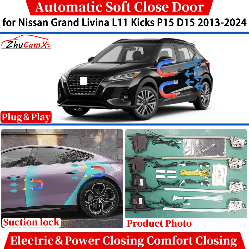 

for Nissan Grand Livina L11 Kicks P15 D15 2013-2024 Car Automatic Soft Close Door Electric Power Comfort Closing Suction lock