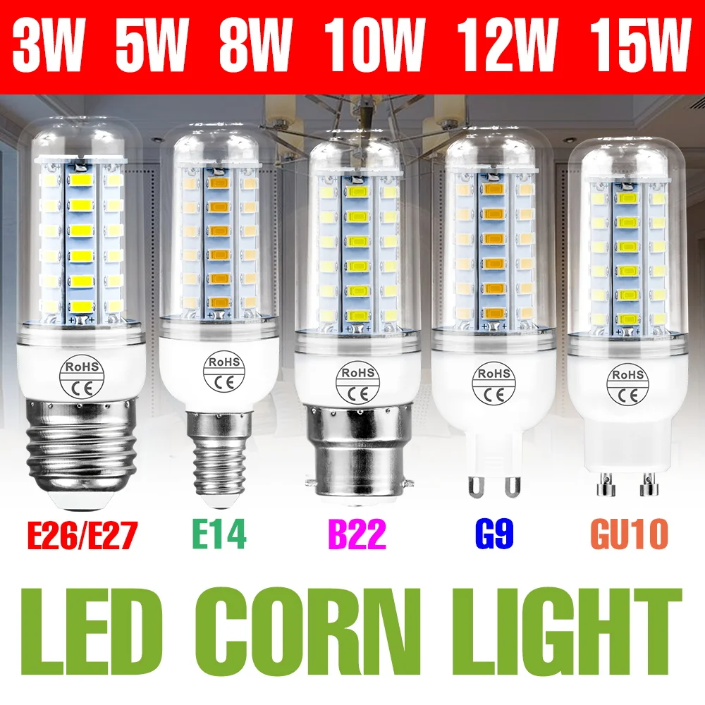 

15 Вт светодиодная внутренняя лампа E27 кукурузная лампа 220 В прожектор E14 потолочный светильник GU10 люстры спальня кухня гостиная офис освещение