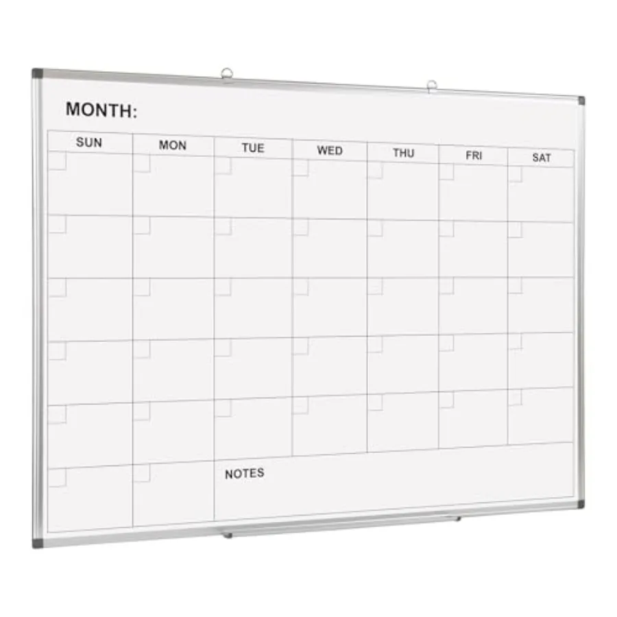 

Magnetic Dry Erase Calendar Whiteboard 48 x 36 Inches Monthly Calendar Dry Erase Board for Wall Aluminum Frame Planner White Bo