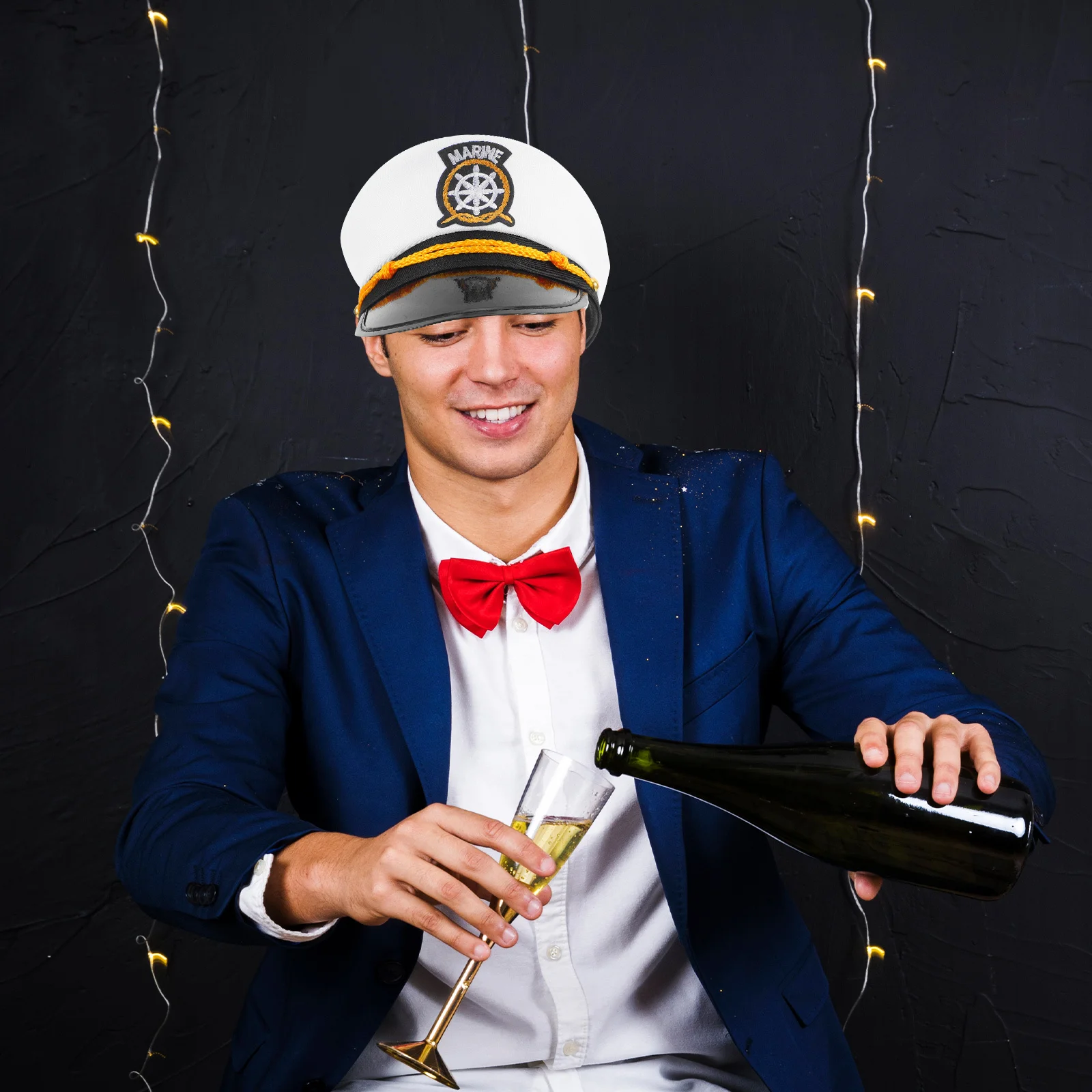 

Captain Hat for Men Women Adjustable White Sailor Cap with Photo Prop for Nautical Theme Parties Cosplay