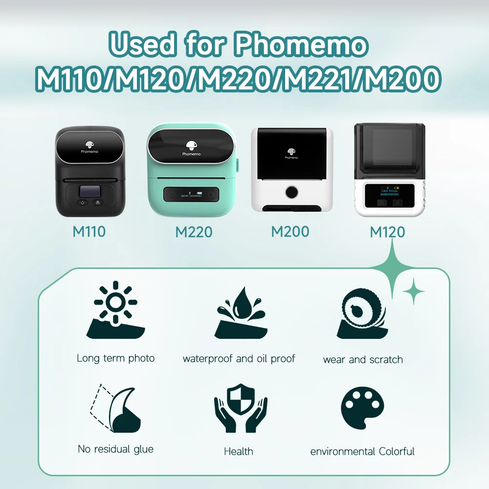 Phomemo Transparent Label Sticker 30/40/50mm Label Maker Tape Thermal Label Printer Sticker for M110/M220/M120/M200/M221 Printer
