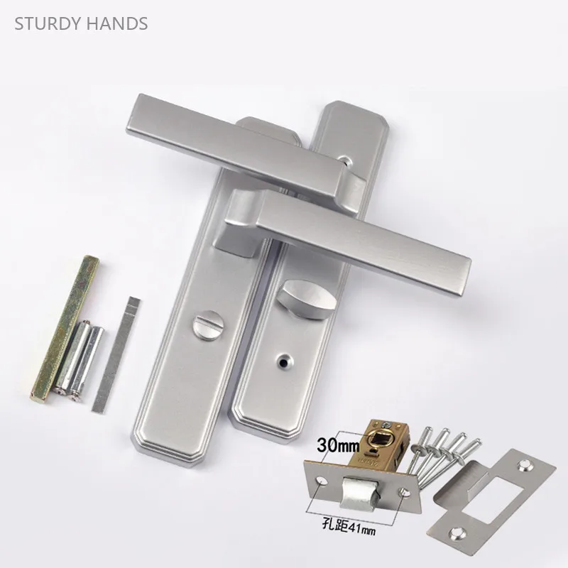 Aluminum Alloy Bathroom Door Lock Indoor Keyless Single-tongue Door Lock Modern Household Hardware Handlelock