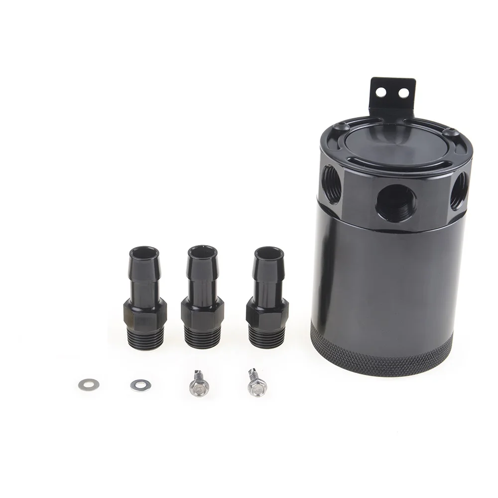 

Universal Racing Baffled 3 port Oil Catch Can Tank Air Oil Separator with removable valve 3-hole oil kettle