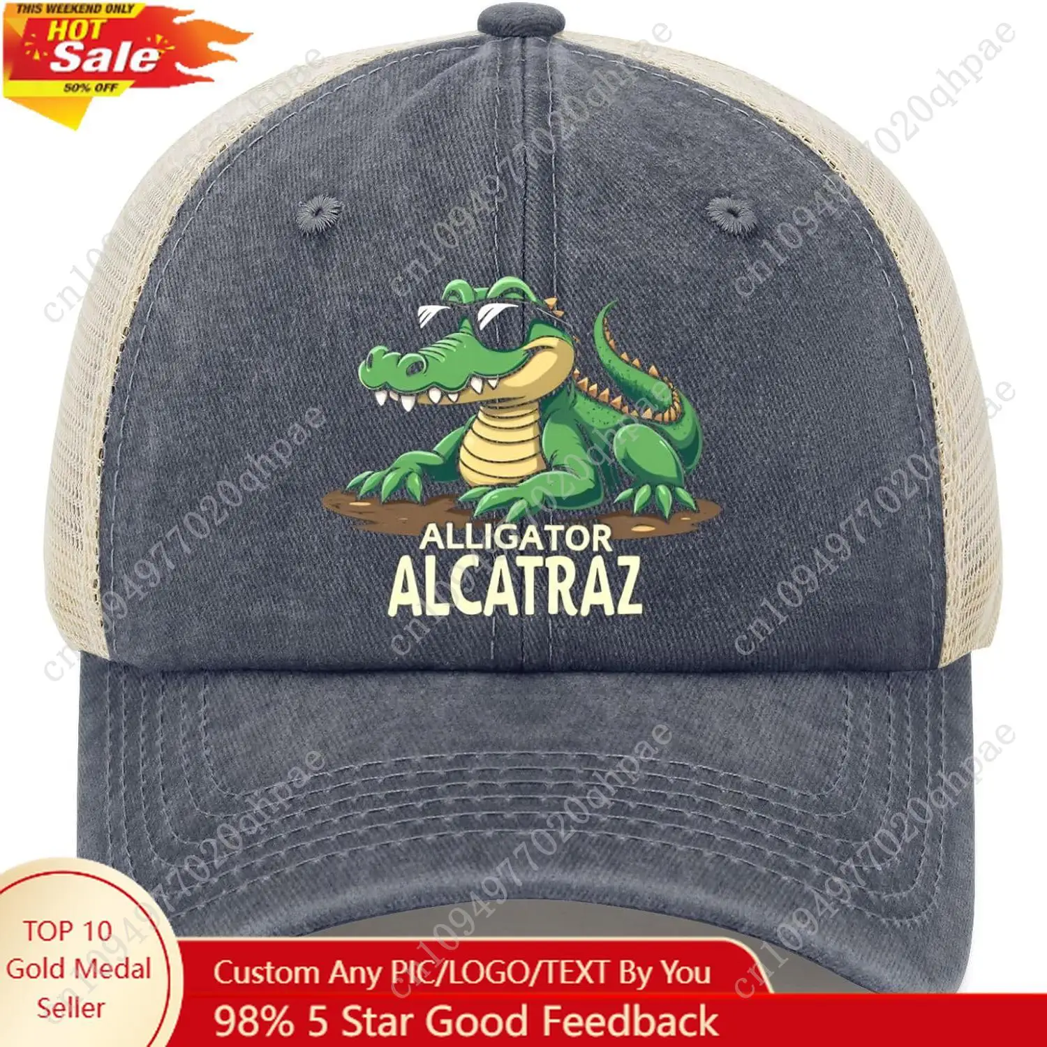 

Cotton Hats Alligator Alcatraz Hat Embroidered Logo Outdoor Adventure Cap