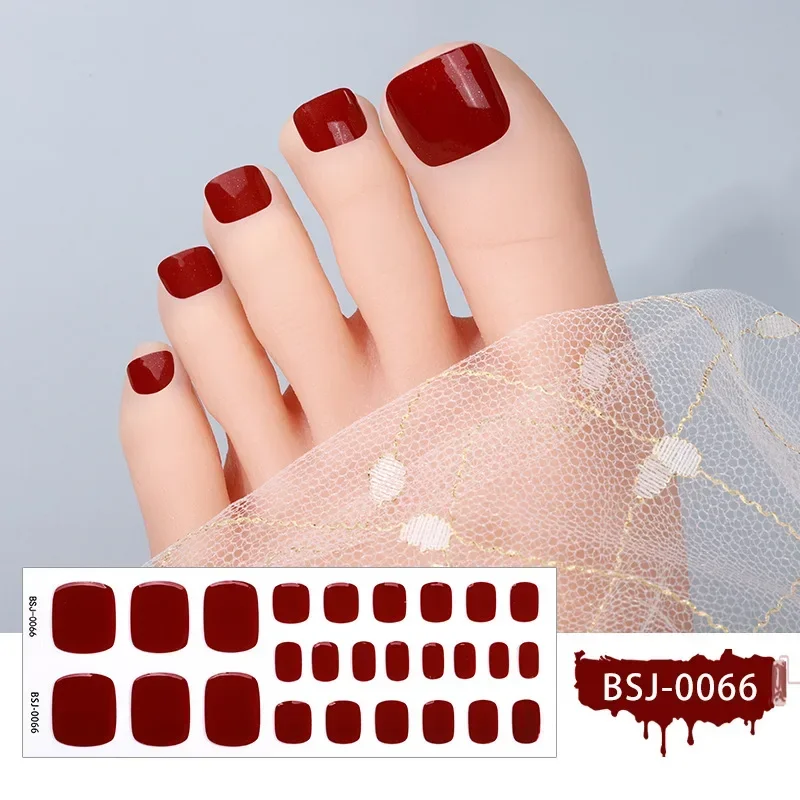 Toe Gel Nail Sticker Hardens with UV Lamp Curing Waterproof Summer Korean Full Cover Semi Cured Foot Gel Nail Art Wraps