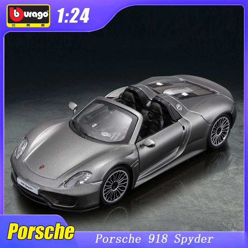 

1:24 Bburago Porsche 918 Spyder 911 Gt3 Sports Car Diecast Model Edition Alloy Luxury Vehicle Toys Car Decoration Collection Gif