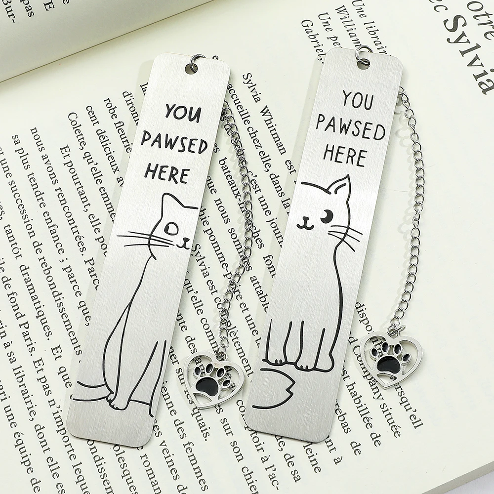 

1Pcs Featured Creative Kitten Bookmark, Stainless Steel Metal Bookmark with Cat Melon, Pet Series Stationery, Reading Marker