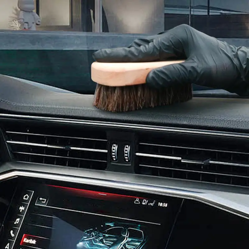 

Car Dust Removal Brush Car Air Conditioner Vent Brush Wooden Handle Soft Bristles Seat Detailing Duster For Steering Wheel