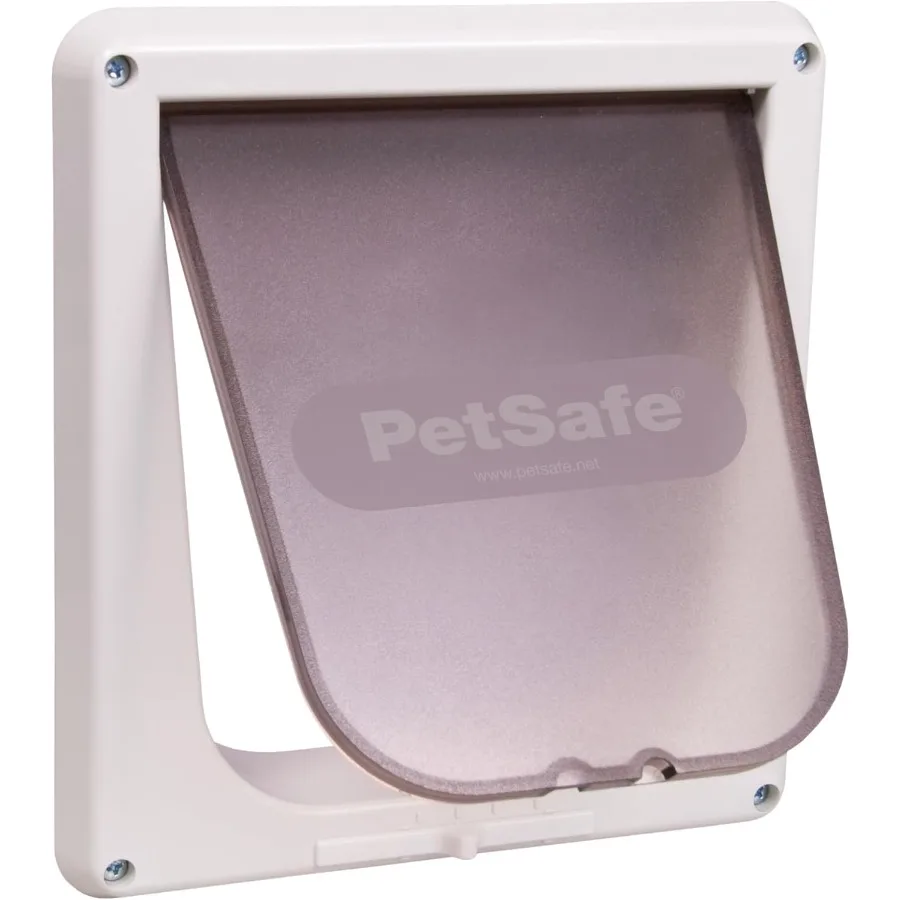 PetSafe 4Way Interior Locking Cat Door Allows Convenient Movement Between Rooms Minimizes Scratching Tinted Durable Plastic Pri