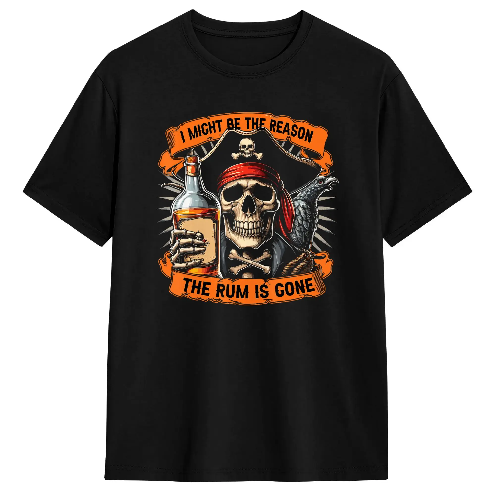 Oversized T Shirt Pirate Drinking Rum  I Might Be The Reason The Rum Is Gone Cotton T Shirts  Fashion Tee Shirt  Y2K Fun Tees