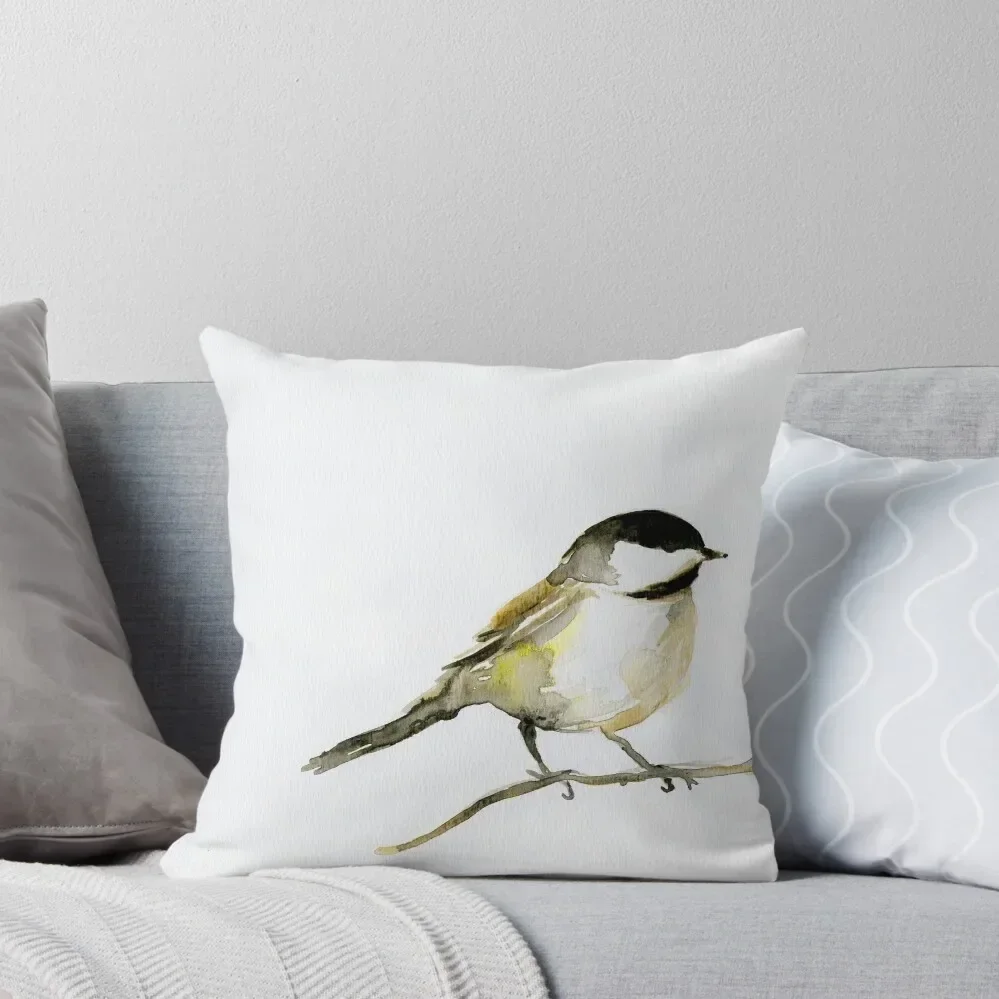 Chickadee Watercolor Painting Throw Pillow Pillow Decor Christmas Covers pillow