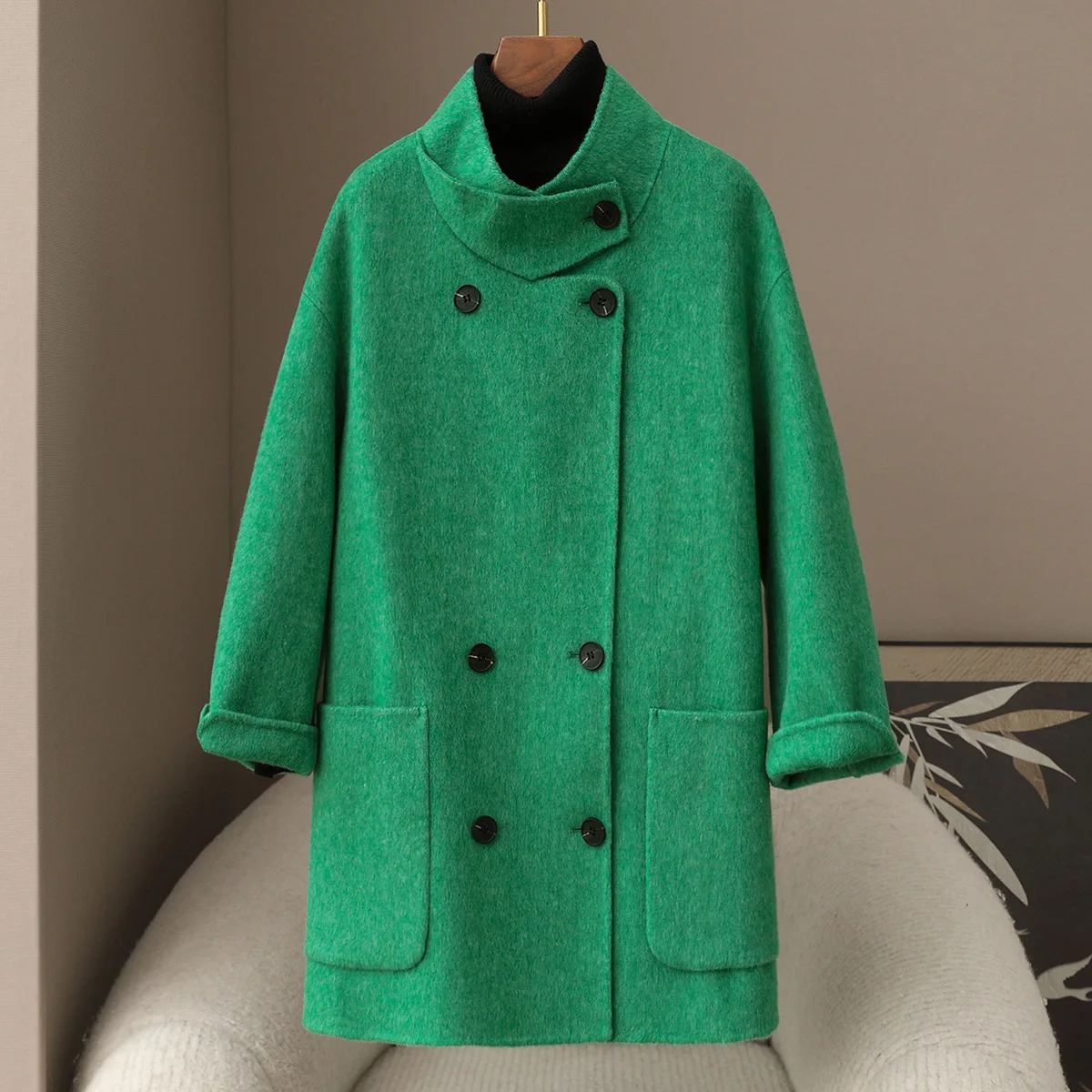 

Autumn and Winter New 80% Wool Double-sided Nylon Coat 2025 Loose and Lazy Style Suit Jacket