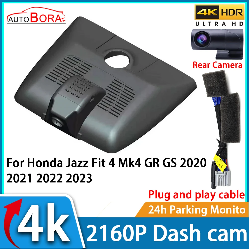 

AutoBora Car Video Recorder Night Vision UHD 4K 2160P DVR Dash Cam for Honda Jazz Fit 4 Mk4 GR GS 2020 2021 2022 2023