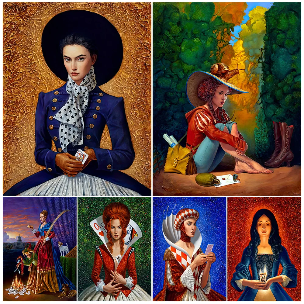 

Woman Playing Cards Queen Princess Poker Poster Wall Art Canvas Painting Wall Pictures For Living Room Home Decor Unframed