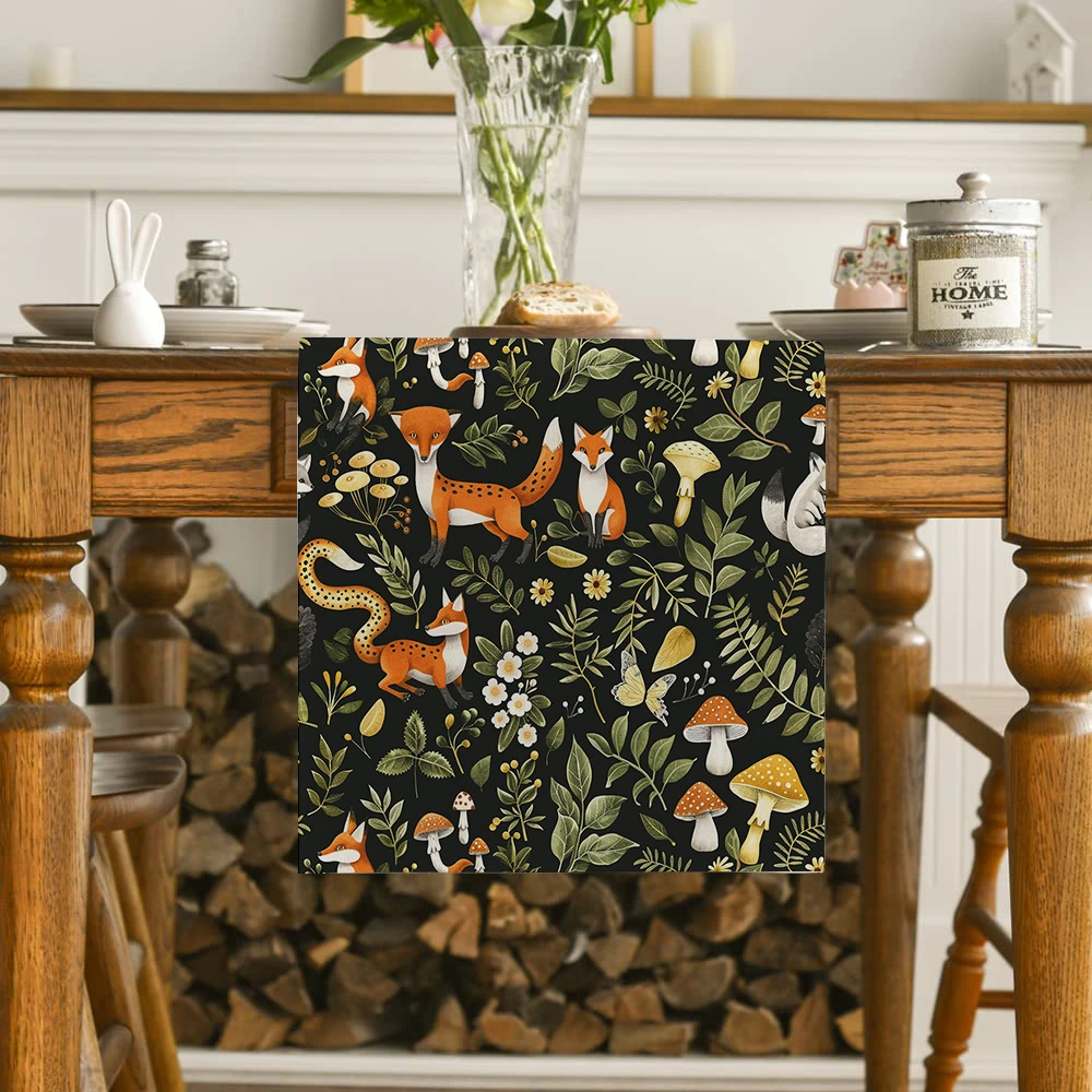 Plants Flowers Branches Leaves Mushroom Table Runners Dresser Table Decor Reusable Kitchen Dining Table Runner Party Decor