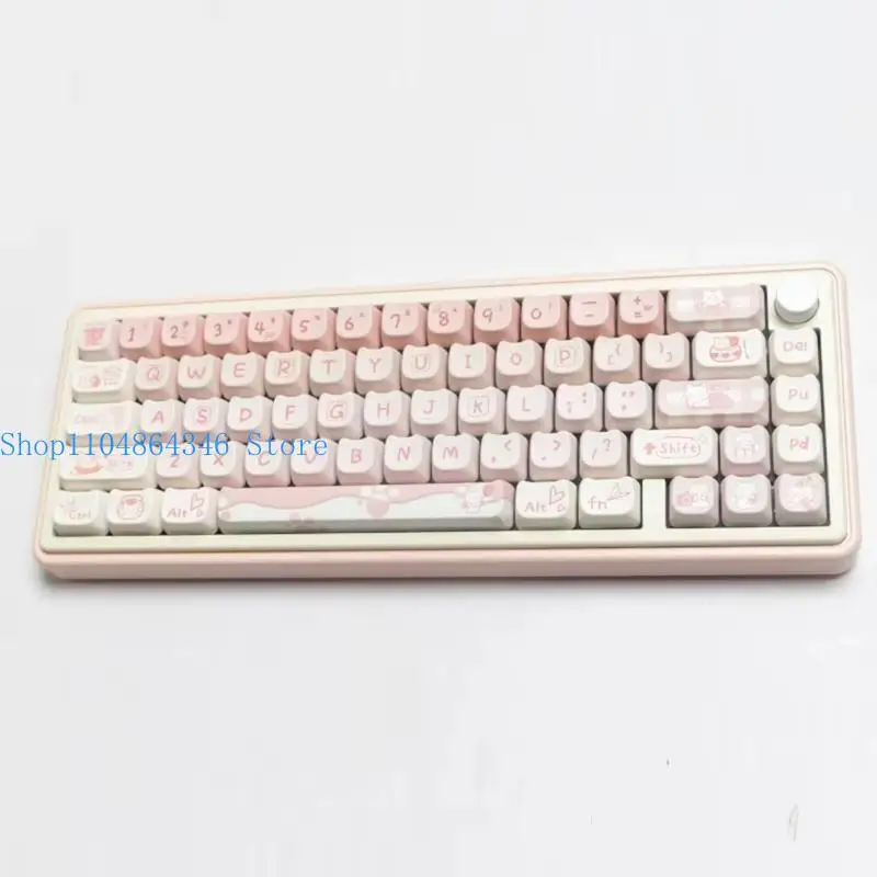652F Lovely Party Kitten Keycaps Set For 134Keys MAO Mechanical Keyboards Keycaps