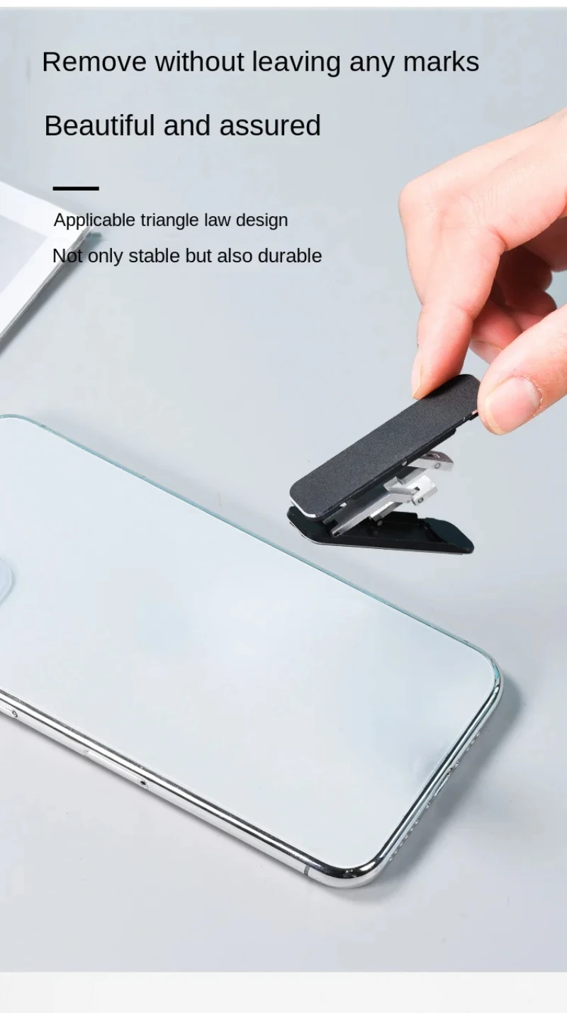 Zusammenklappbarer Mini-Telefonhalter aus Metall, Aluminiumlegierung, faltbarer Desktop-Ständer, 360° drehbar, universelle Handy-Schreibtischhalterung – Detail 7