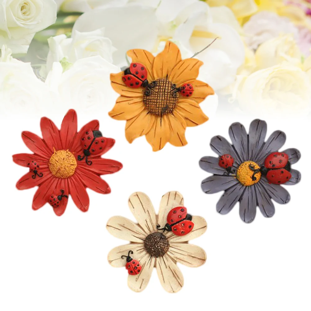 

4 Pcs Flower Fridge Magnets High Grade Resin Powerful Magnetic Stickers Refrigerator Decoration Garden Ideal Storage Memos Notes