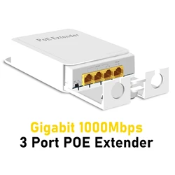 Gadinan-Prolongateur PoE Gigabit 1 en 3 Sorties Étanche avec Puissance 1000Mbps et Transmission de Données, Répéteur PoE à 3 Ports pour l'Extérieur