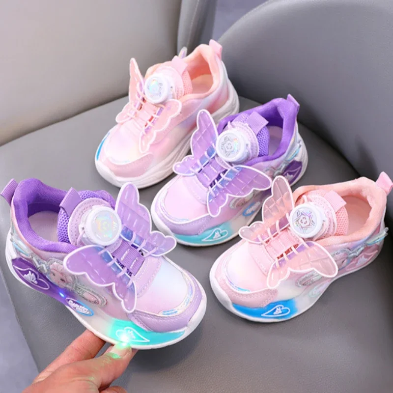 2024 Spring Autumn Sneakers New Girl Shoe Children Princess Shoe School Casual Shoes Designer Luminous Shoes Barefoot Shoes Kids