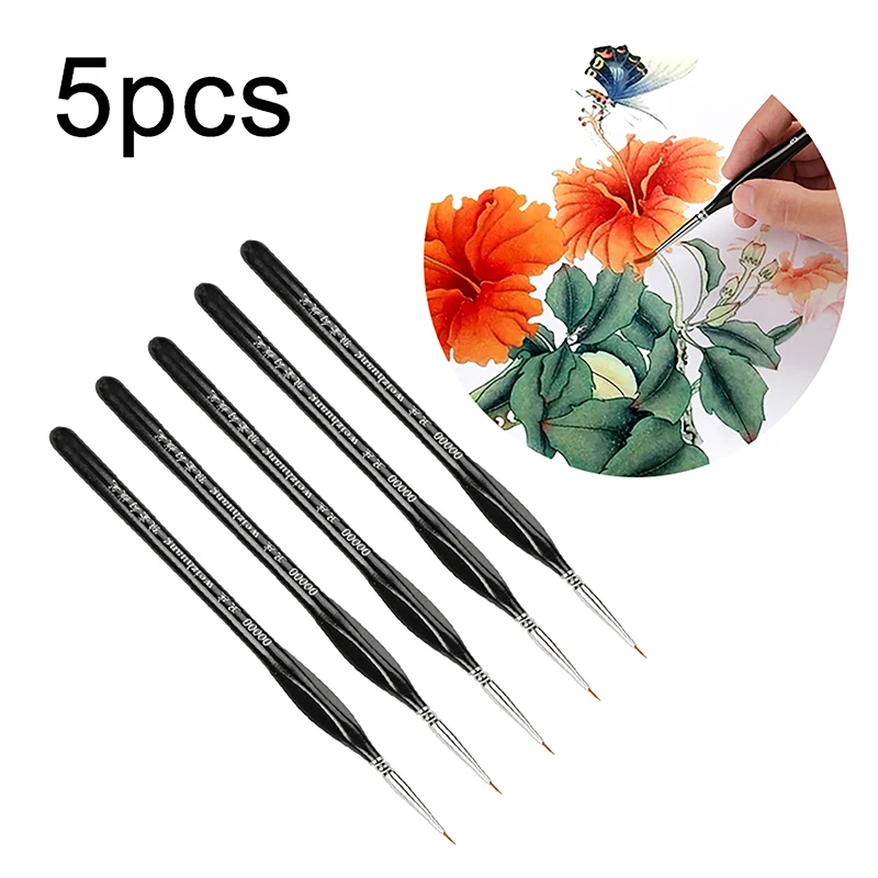 【Y】5Pcs 00000 Precision Fine Tip Paint Brushes Acrylic Models Mini Miniature Detail Nylon Hair Thin Extra Fine Paint Brush