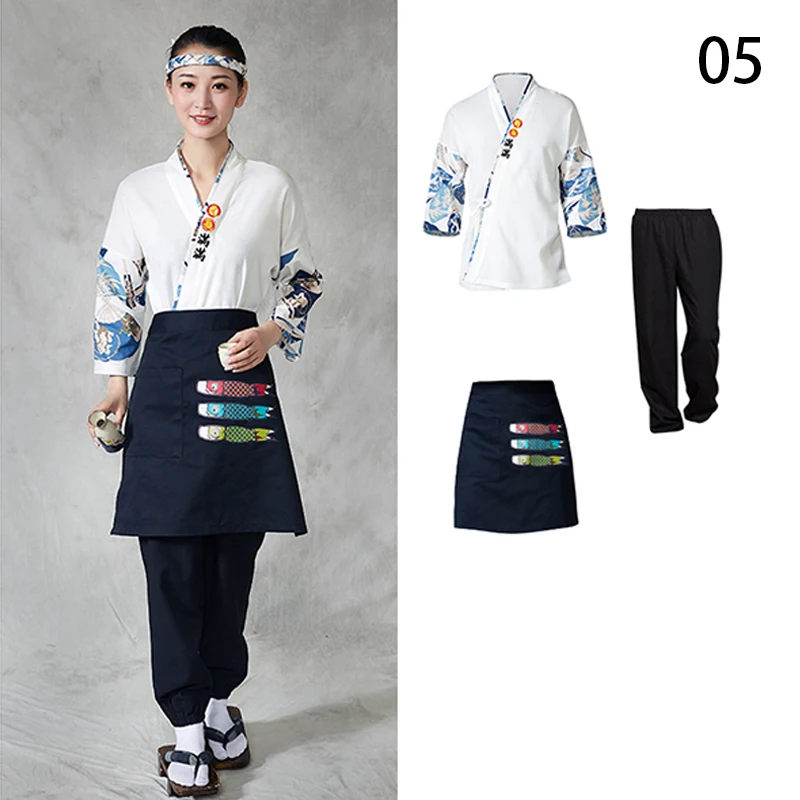 일본식 요리사 코트 스시 요리 레스토랑 기모노 탑 바지 유니폼 웨이터 작업복 Izakaya Chef Work Clothes Jackets