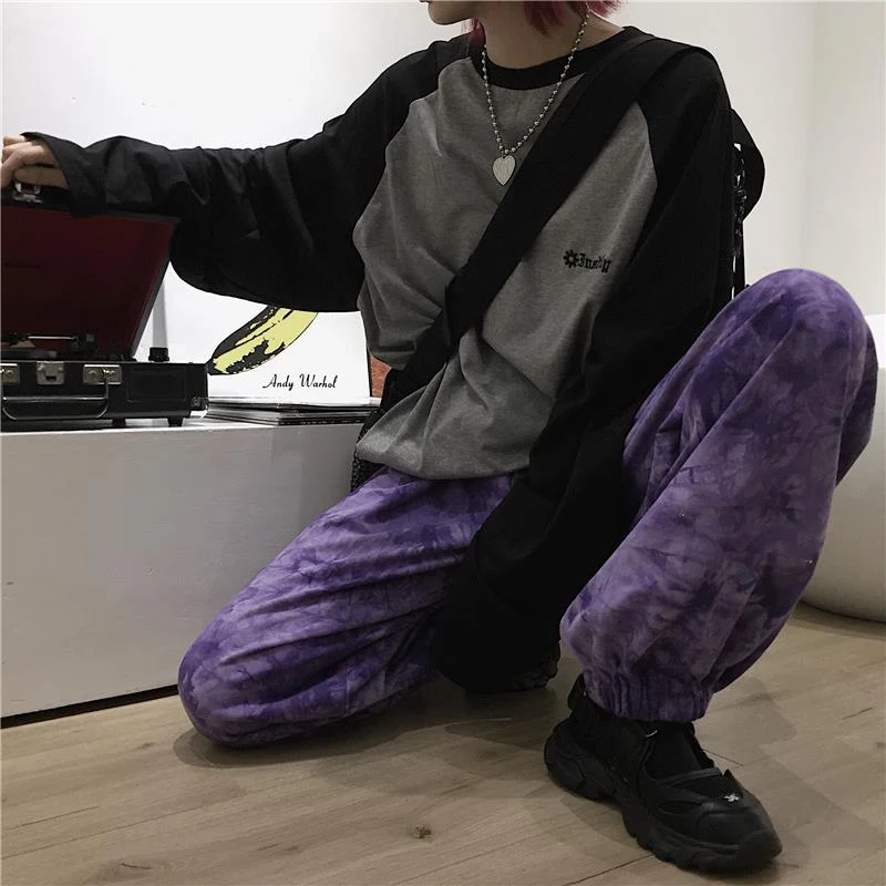 Wiosenne jesienne męskie Harajuku Y2K Tie Dye Harem spodnie męskie z wysokim stanem luźne casualowe w stylu Streetwear spodnie dresowe Hombre