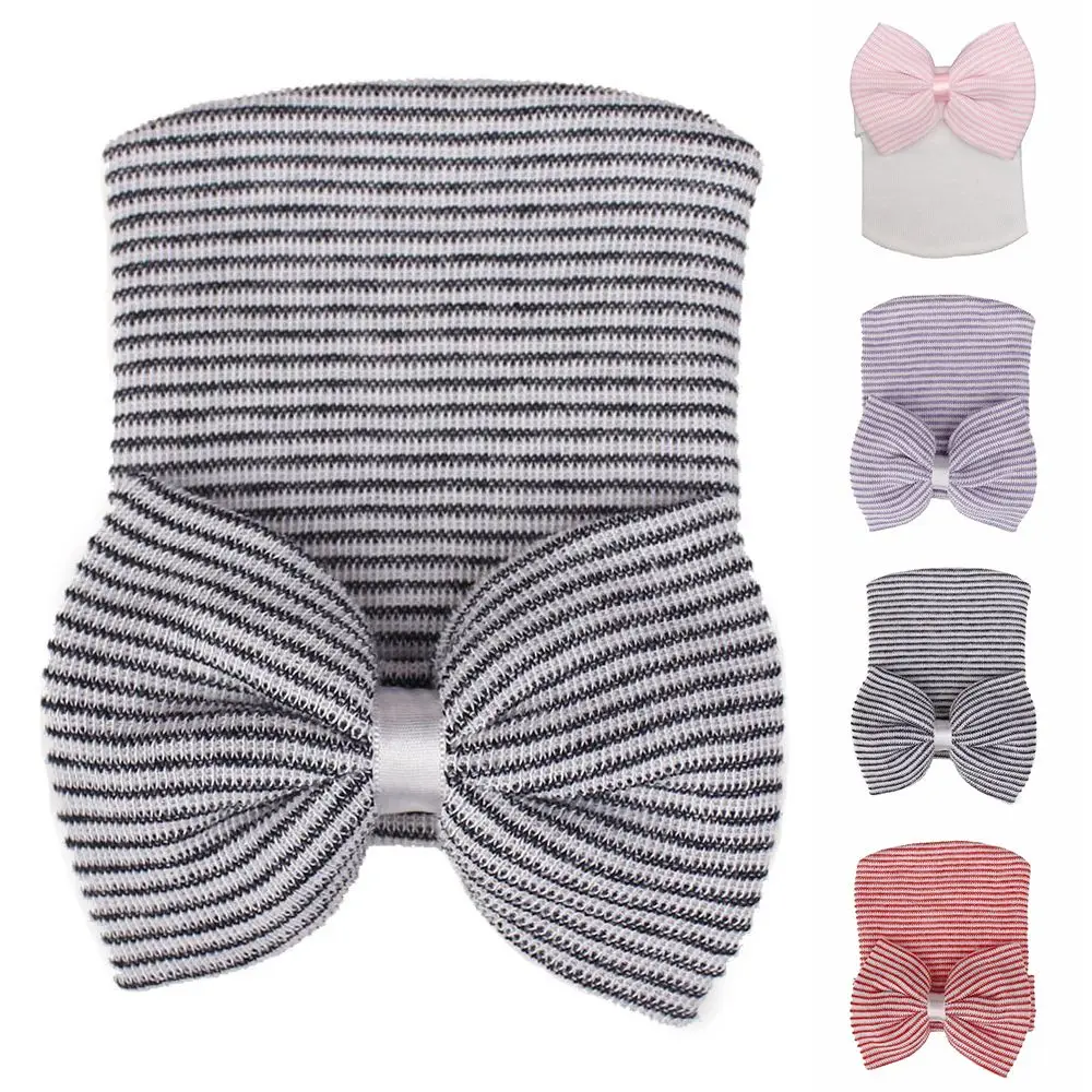 

New Soft Turban Hats for Baby Girls Baby Hats Cap with Bow Newborn Hospital Hat Nursery Beanie