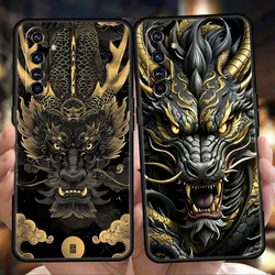 Cartoon Ink Dragon Phone Case for Oppo A17 A12 A57 A74 A16 Find X5 X6 A52 A53 A54 A15 Reno 6 Z 7 Pro A9 2020 5G Silicone Shell