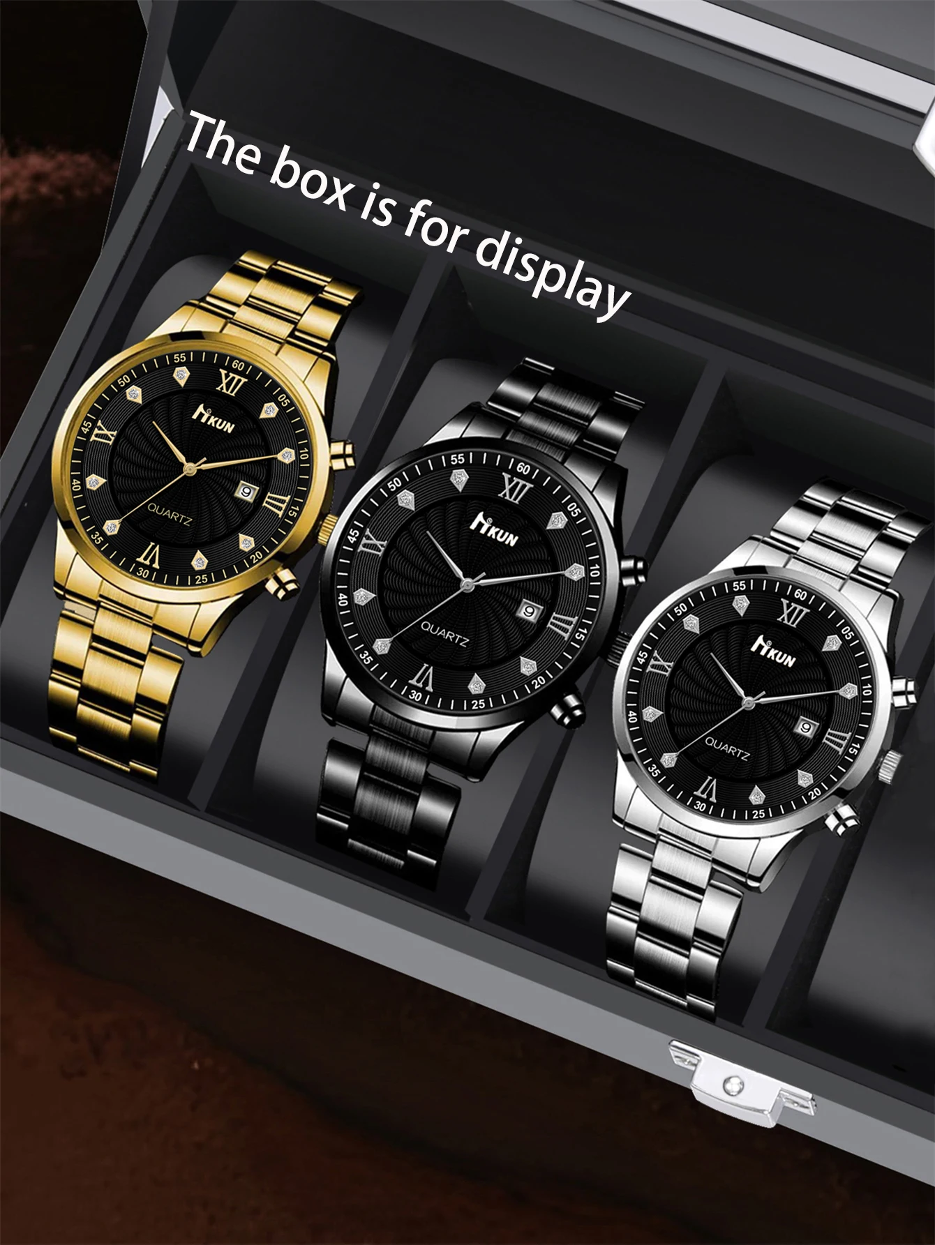 

Роскошный мужской комплект из трех часов подчеркивает демеандор джентльмена и хороший выбор для подарков.