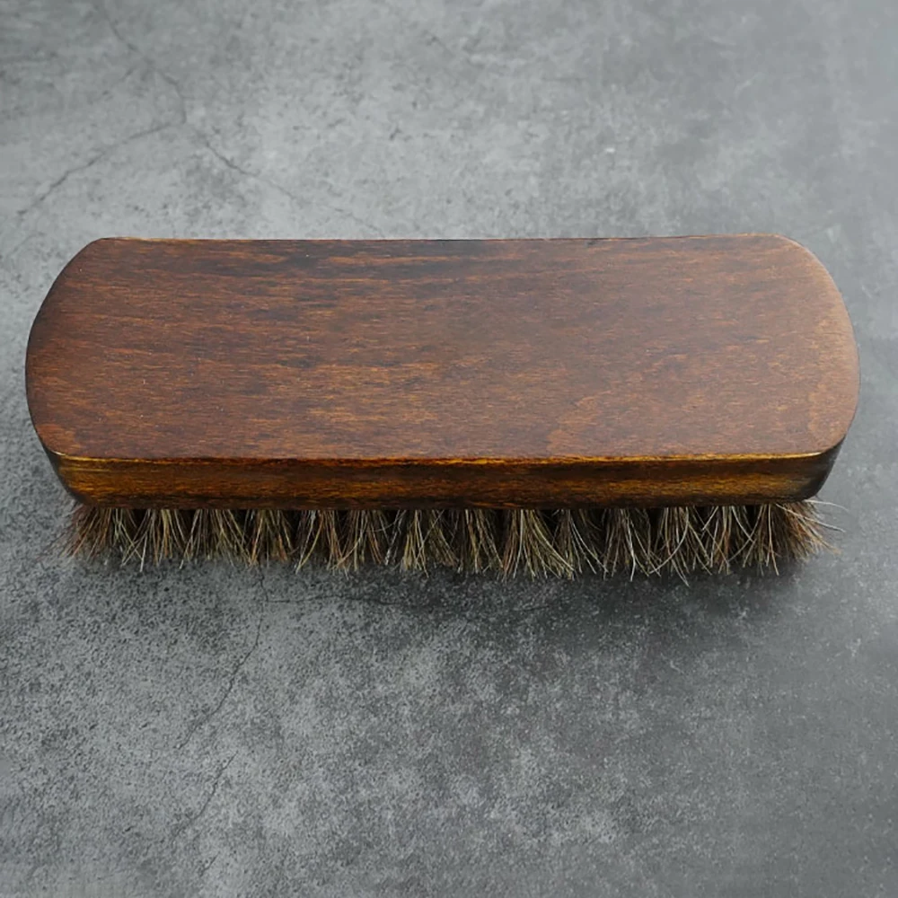 Real Horse Hair Shoe Brush Polish Natural Horsehair Leather Soft Polishing Tool Bootpolish Cleaning Brush Handmade DIY Tool