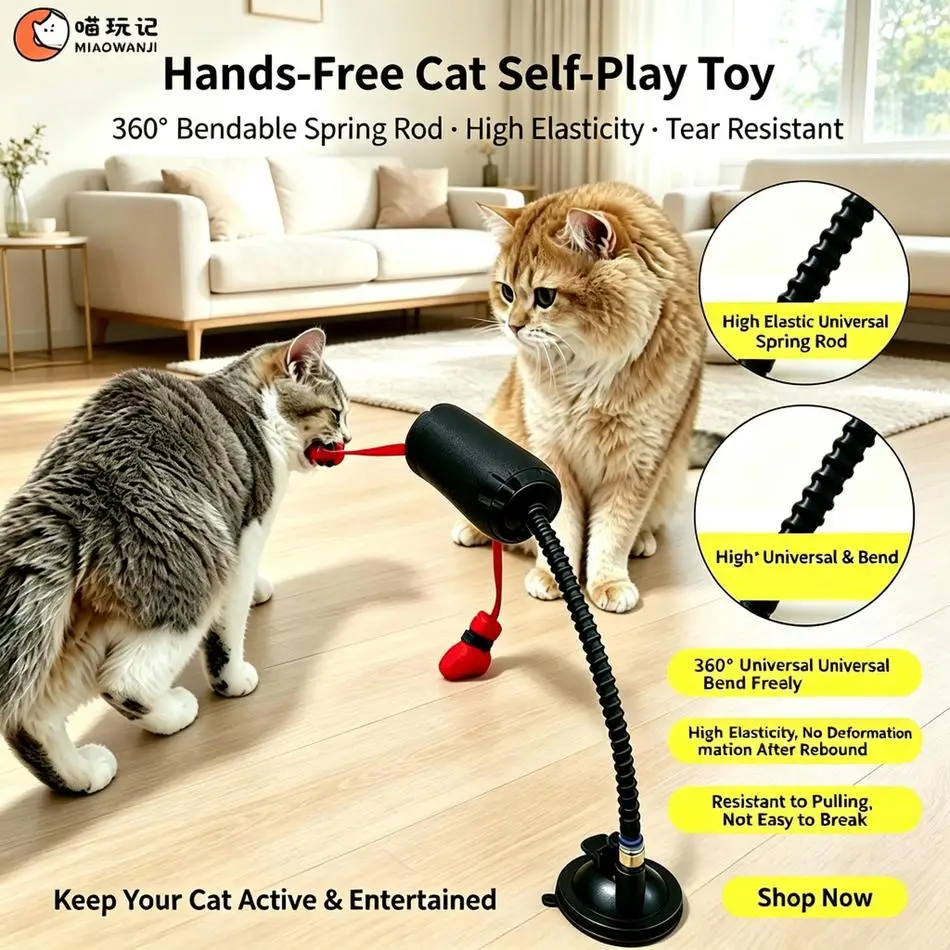 2026 New Interactive Cat Boxing Bag Toy Funny Interactive Teaser for Cats, Kitten Exercise Play Toy with Hanging Boxing Gloves
