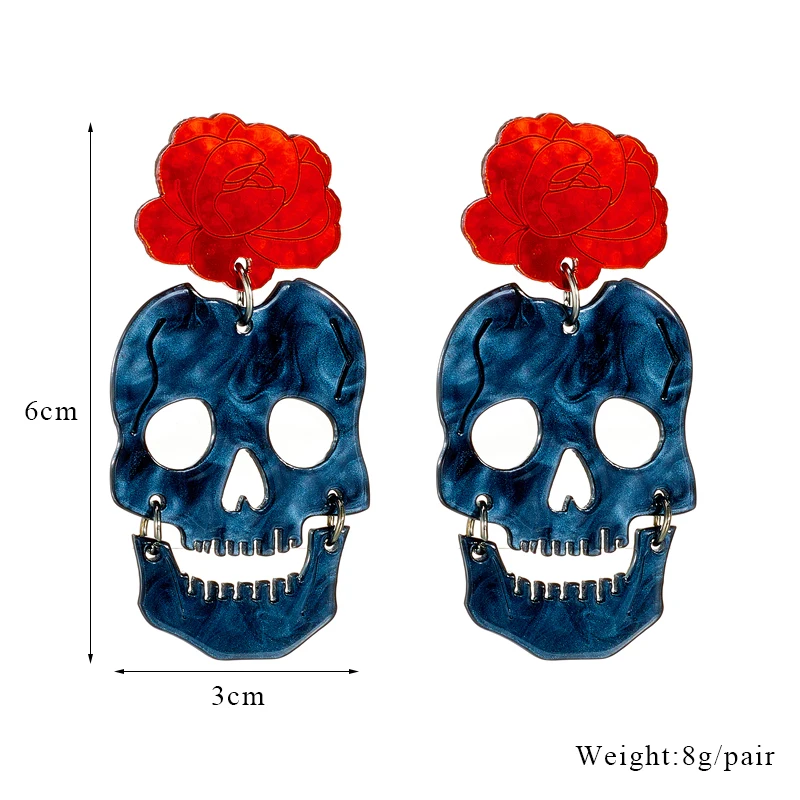 YAOLOGE Acrylic Exaggerated Halloween Skull Pumpkin Eyes Drop Earrings For Women Cartoon Creative Jewelry Party Festivals Gifts