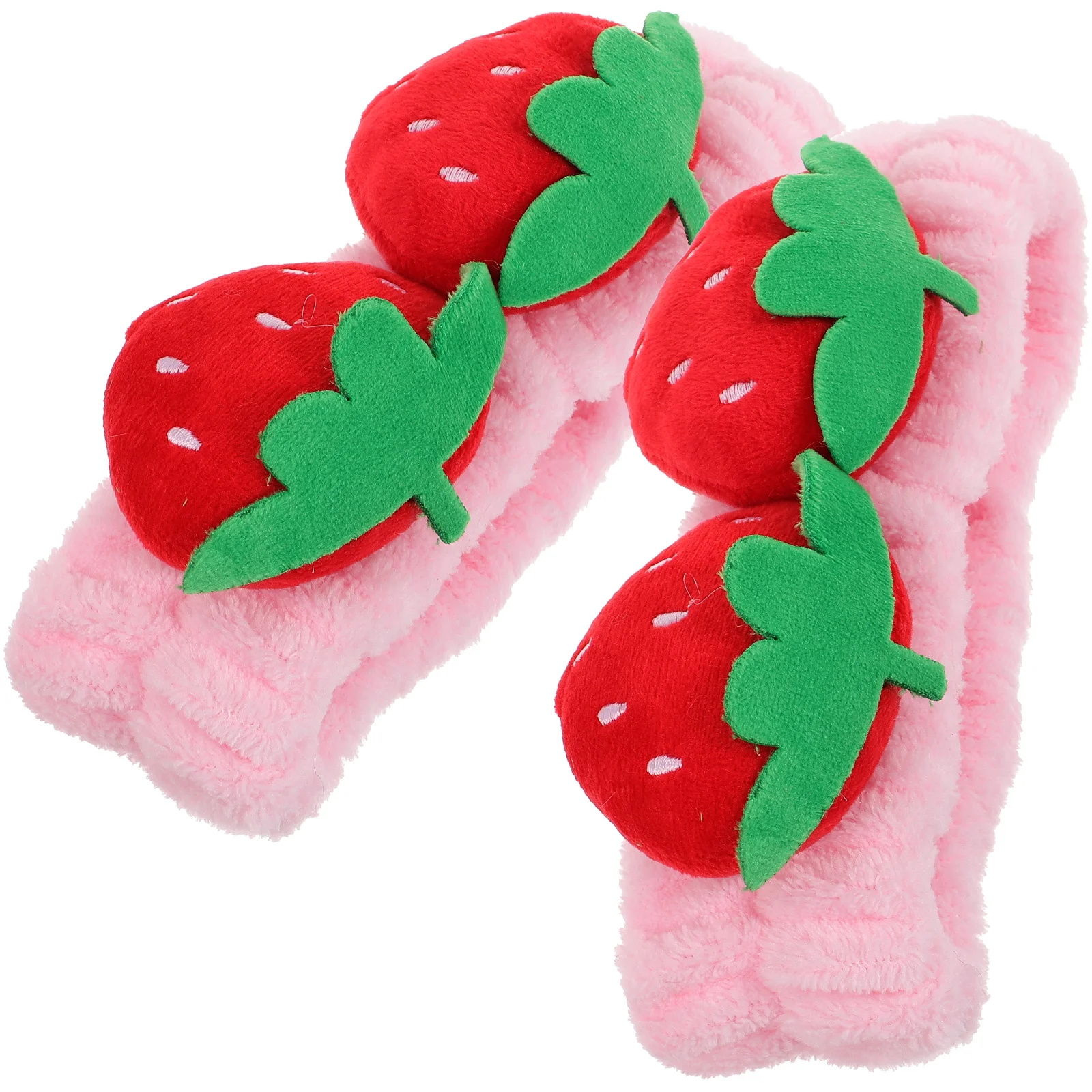 2 Pcs Strawberry Headband Kawaii Plush Face Washing Headbands Women Soft Cute for